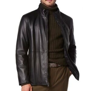 Andrew Marc Lambskin Leather Bib Jacket M